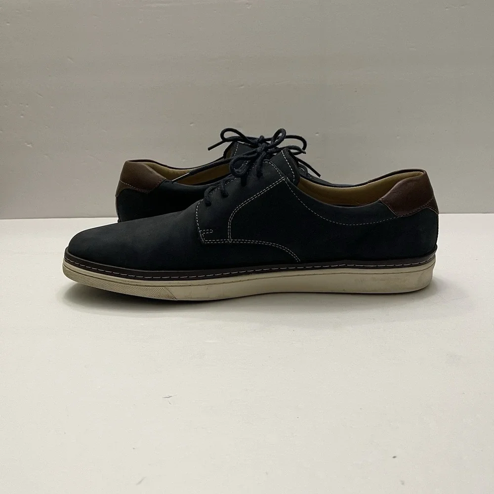 Johnston &‎ Murphy McGuffey Plain Toe Navy Oiled Full Grain Men's Shoe 10.5